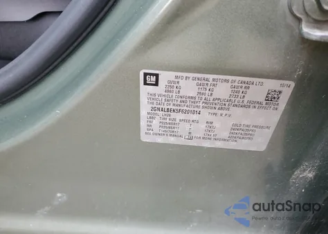 2015 Chevrolet Equinox Lt from USA, damaged, VIN 2GNALBEK5F6201014